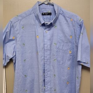 Cremieux Classics Palm Trees and Pineapples Embroidered Short Sleeve - Large